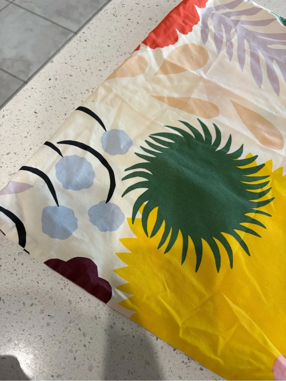 Marimekko cushion cover Floral Sunburst Square in Yellow, Green & Pink